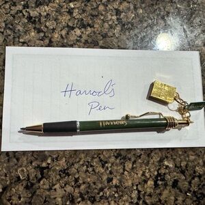 Harrods Green Pen Gold Shopping Bag Charm. Blue Ink. Good used condition
